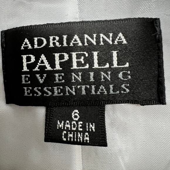 Adrianna Papell Evening Essentials Top Jacket Womens 6 Silver Metallic Crinkle - Picture 5 of 10